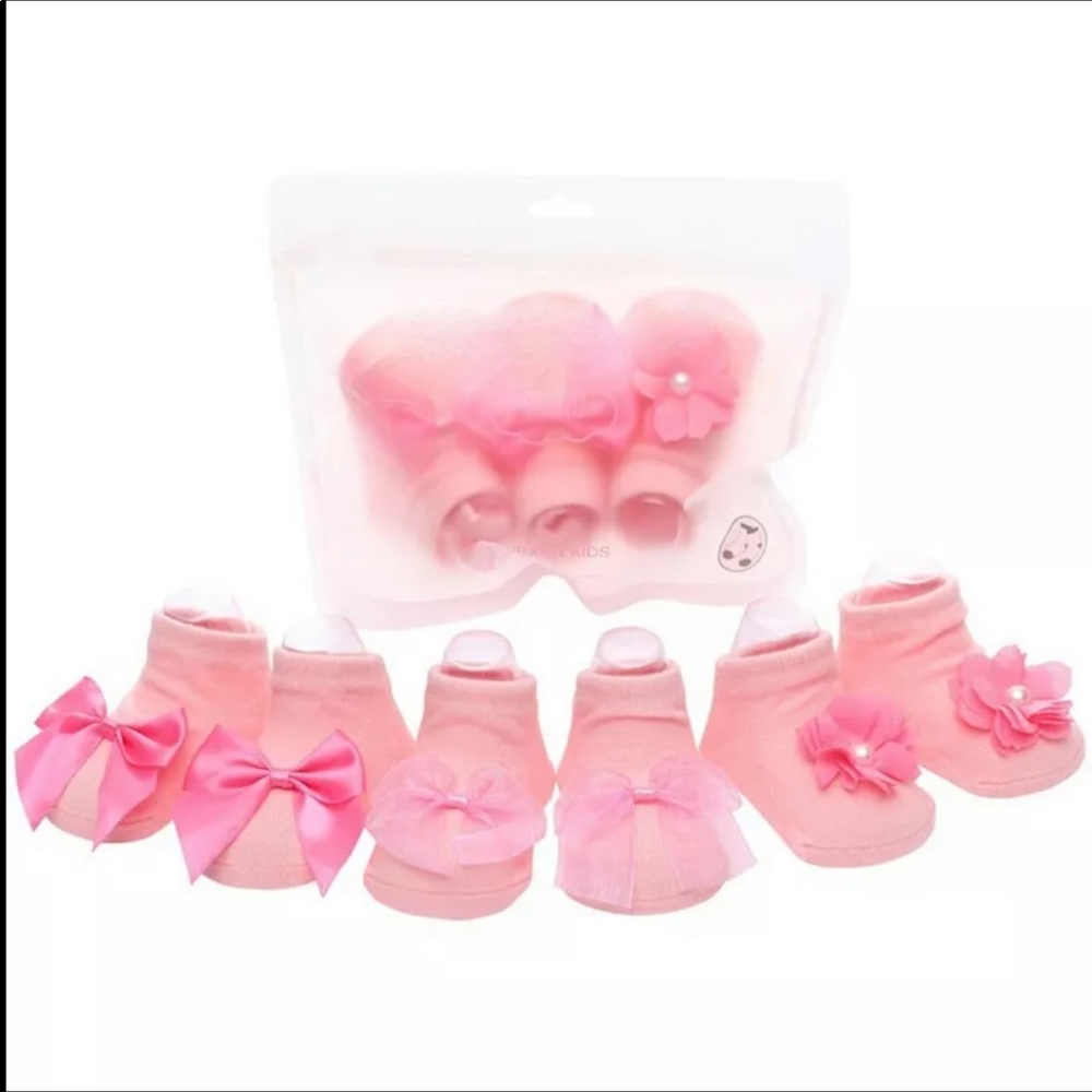 3 Pairs/Lot Lace Bow Flower Baby Socks Anti-Slip